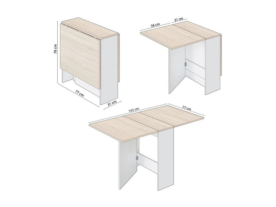 Mesa de comedor Nolix Blanco Artik (Blanco Mate) - Roble Canadian