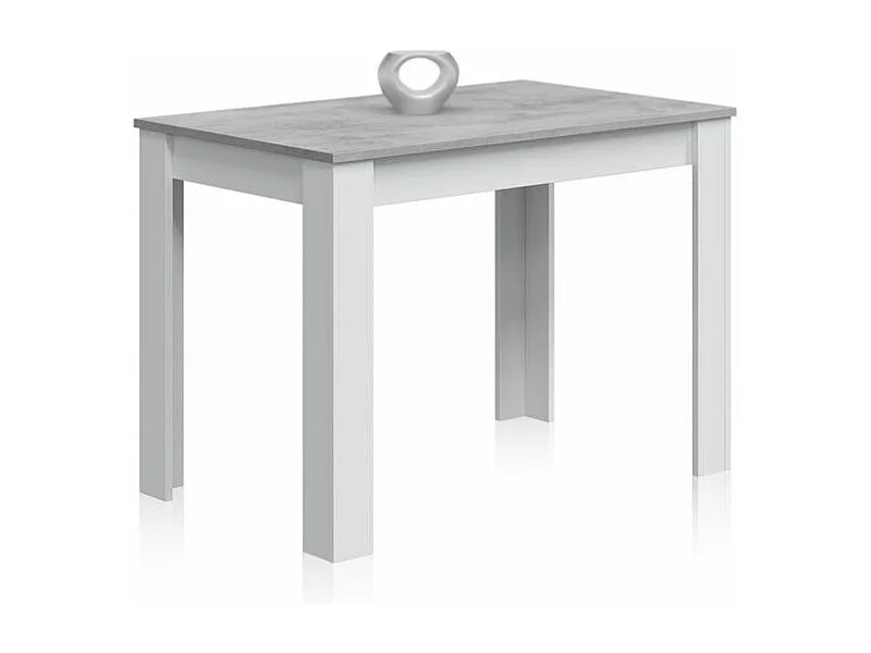 Mesa de comedor Dina Blanco Artik (Blanco Mate) - Gris Cemento