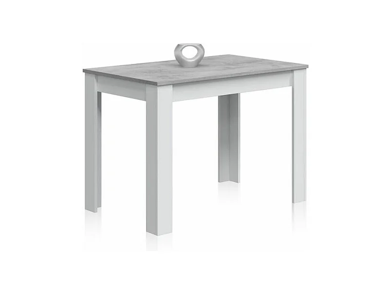 Mesa de comedor Dina Blanco Artik (Blanco Mate) - Gris Cemento