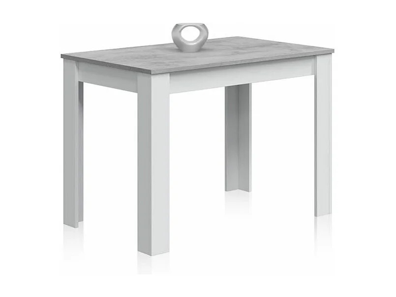 Mesa de comedor Dina Blanco Artik (Blanco Mate) - Gris Cemento