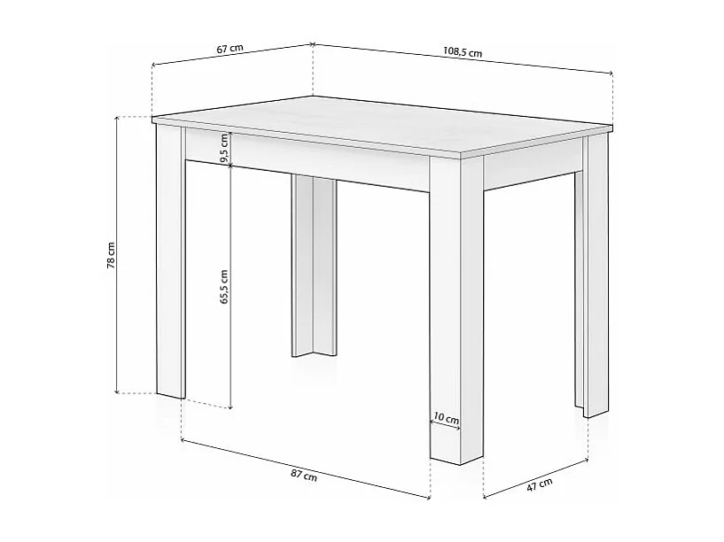 Mesa de comedor Dina Blanco Artik (Blanco Mate) - Gris Cemento