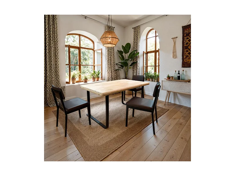 Mesa de comedor Haruna Negro - Roble