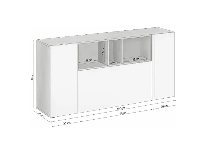 Aparador Coup Blanco Artik (Blanco Mate) - Gris Cemento