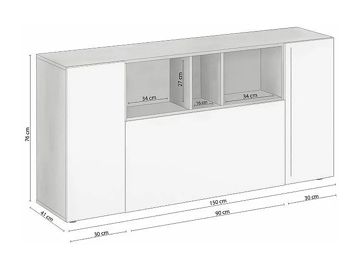 Aparador Coup Blanco Artik (Blanco Mate) - Gris Cemento