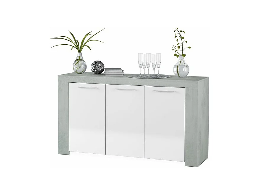 Aparador Dara Blanco Artik (Blanco Mate) - Gris Cemento