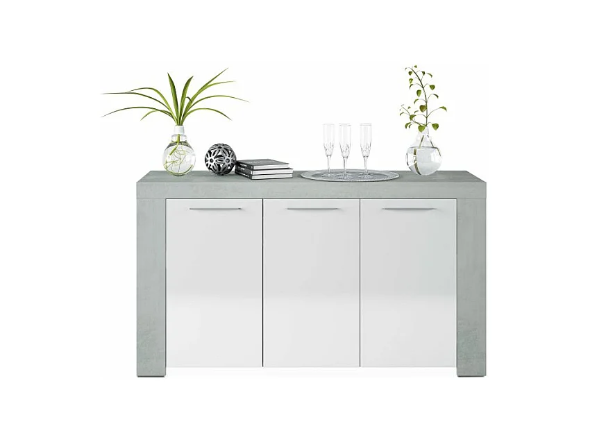 Aparador Dara Blanco Artik (Blanco Mate) - Gris Cemento