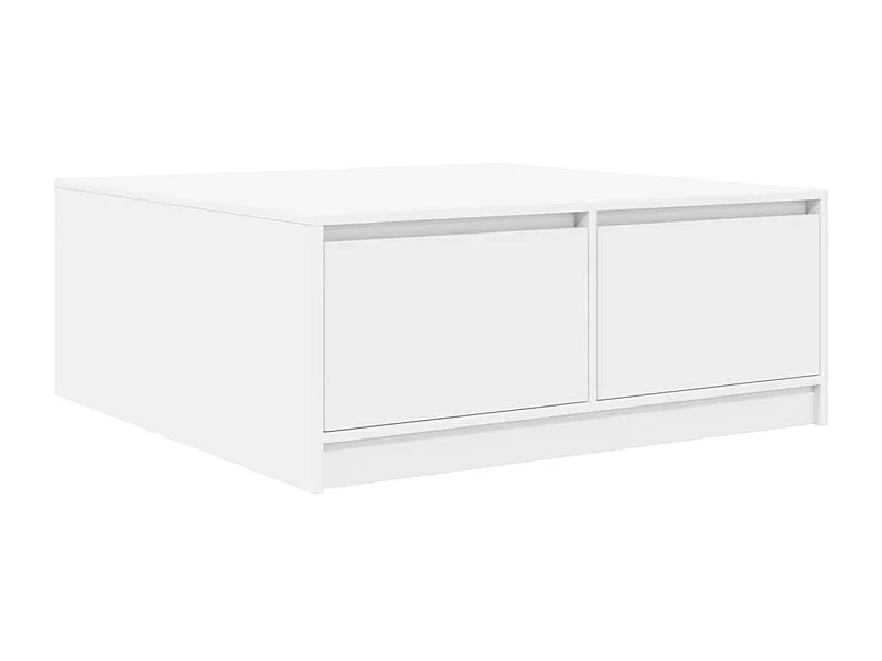 Mesa de centro con cajones blanca 100x100x40 cm