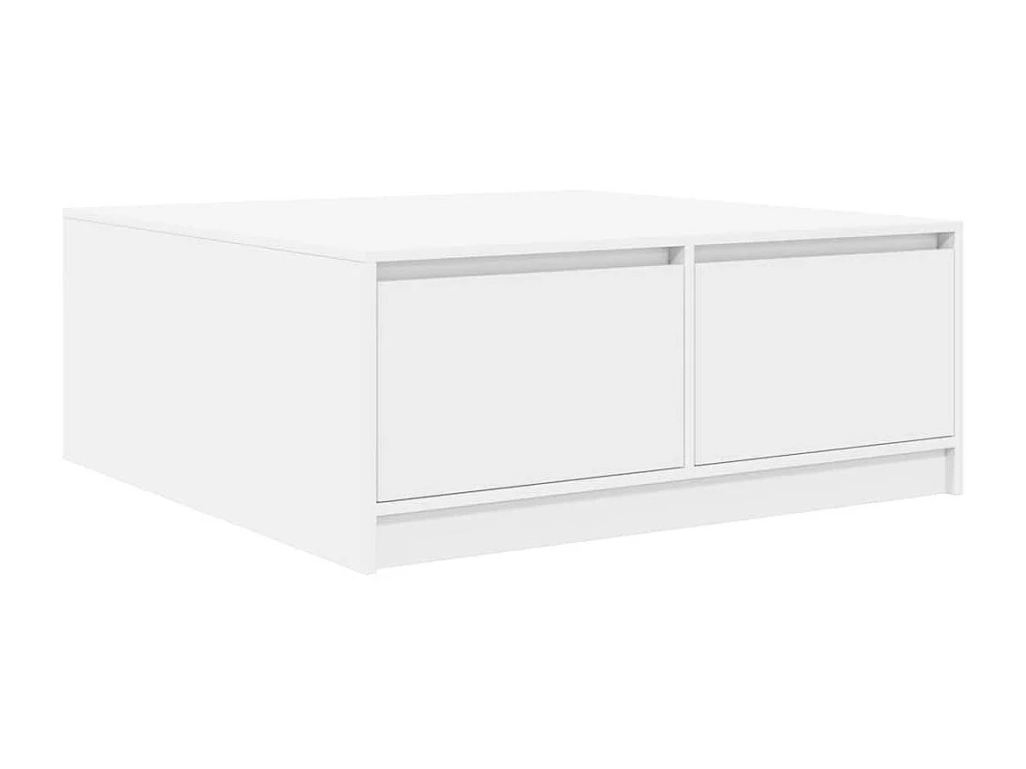 Mesa de centro con cajones blanca 100x100x40 cm