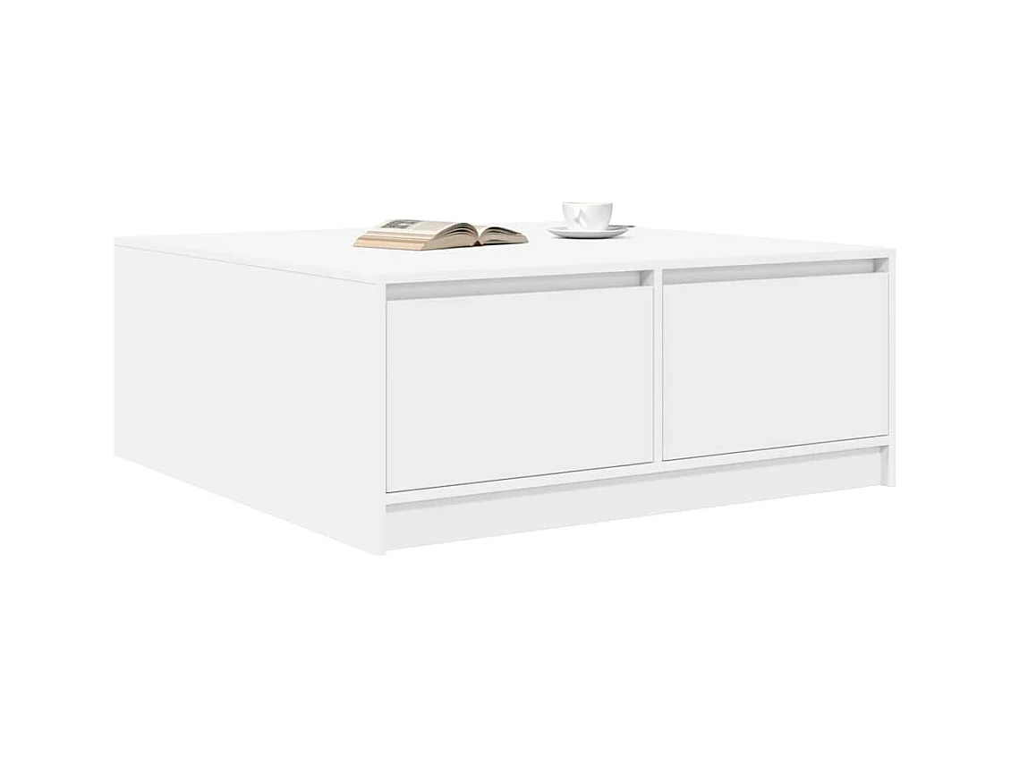 Mesa de centro con cajones blanca 100x100x40 cm