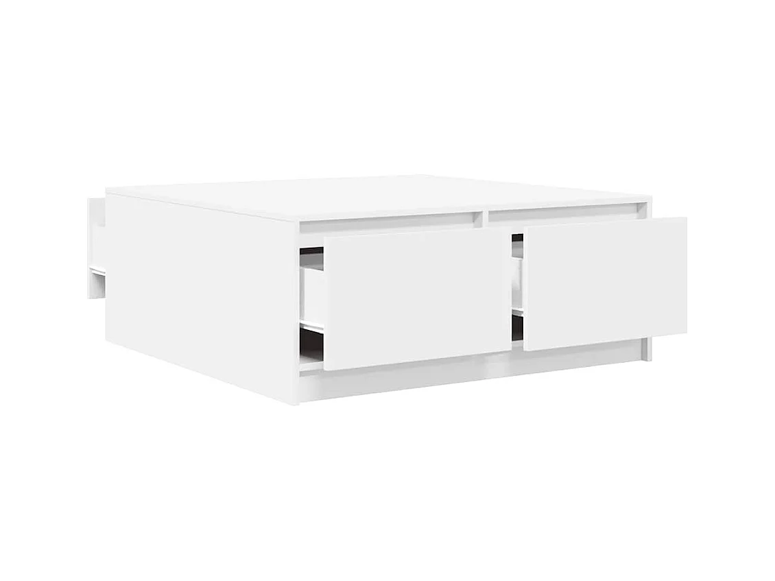 Mesa de centro con cajones blanca 100x100x40 cm