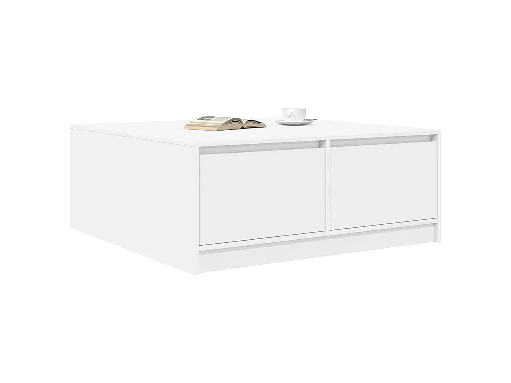 Salontafel met lades 100x100x40 cm wit