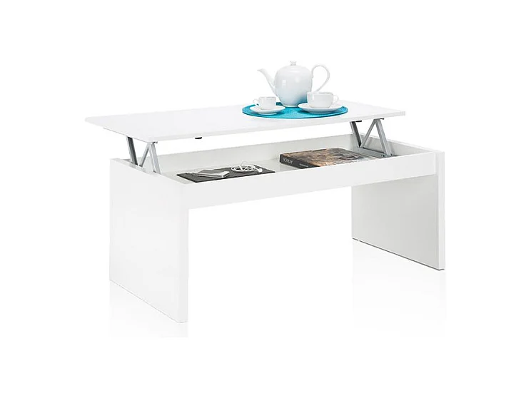 Mesa de centro elevable Evan Blanco Brillo