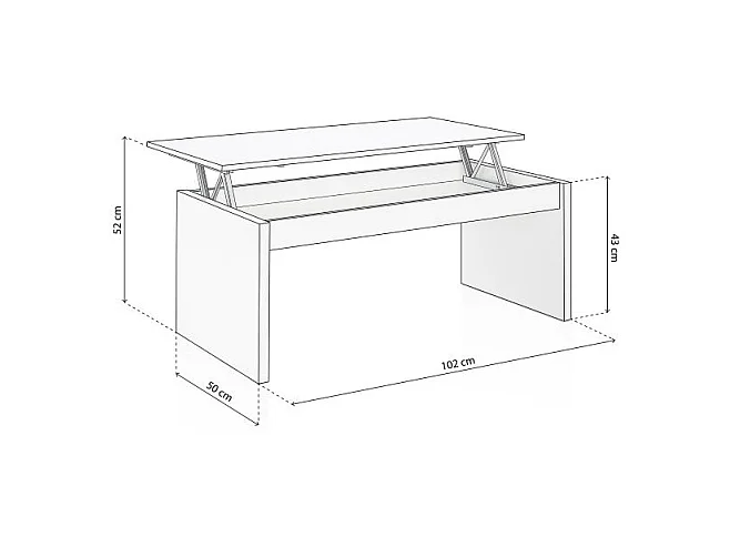 Mesa de centro elevable Evan Blanco Brillo