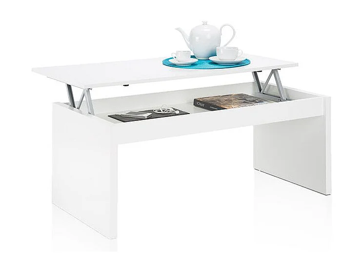 Mesa de centro elevable Evan Blanco Brillo