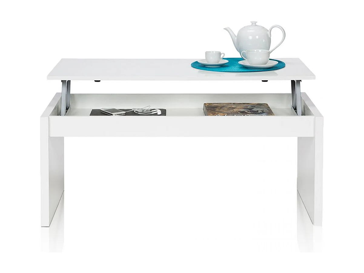 Mesa de centro elevable Evan Blanco Brillo