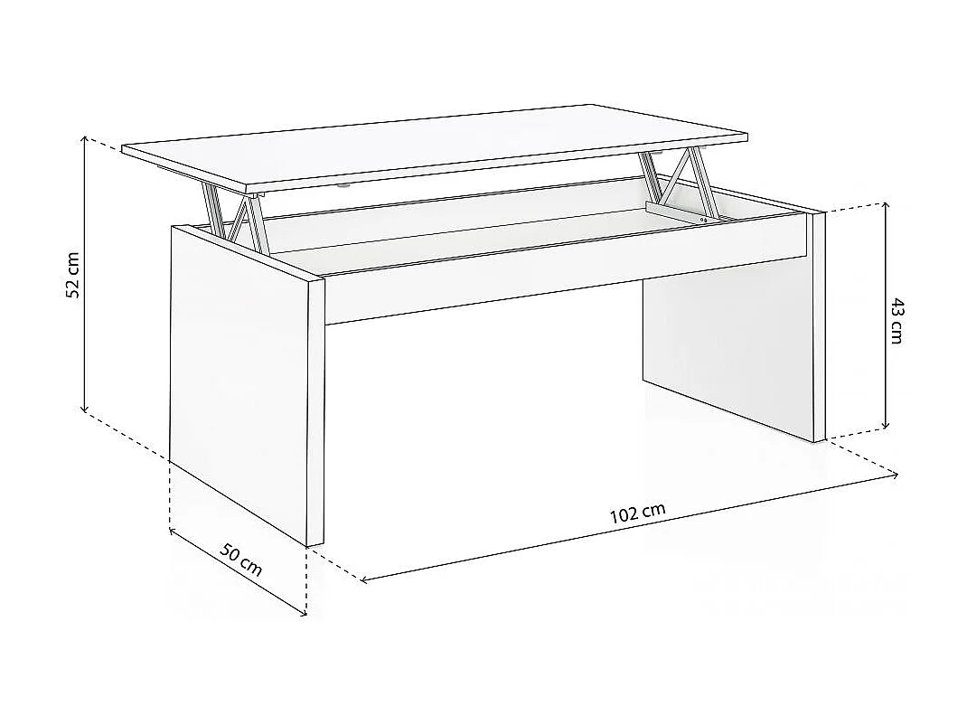 Mesa de centro elevable Evan Blanco Brillo