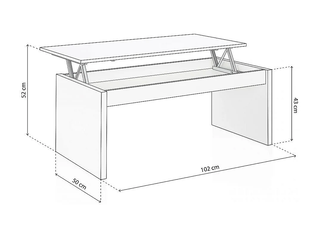 Mesa de centro elevable Evan Blanco Brillo