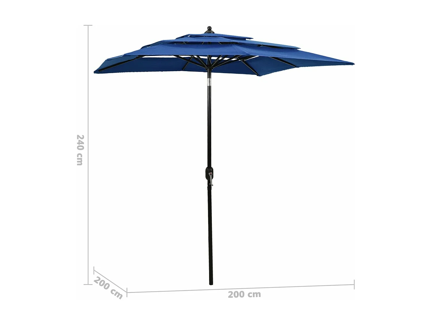 Sonnenschirm mit Aluminium-Mast 3-lagig Azurblau 2x2 m