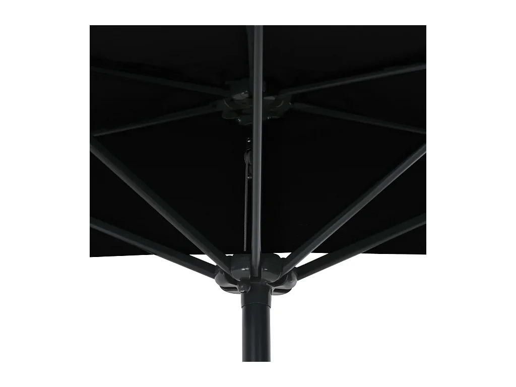 Balkon-Sonnenschirm Alu-Mast Schwarz 270x144x222cm Halbrund
