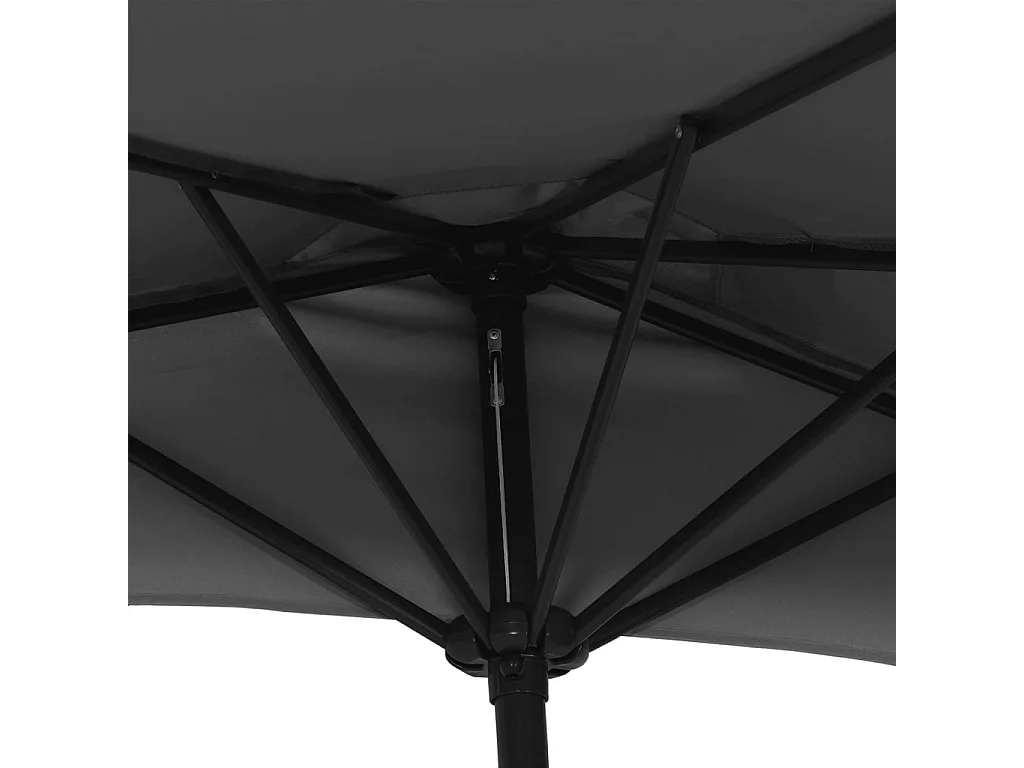 Balkon-Sonnenschirm Alu-Mast Schwarz 270x144x222cm Halbrund