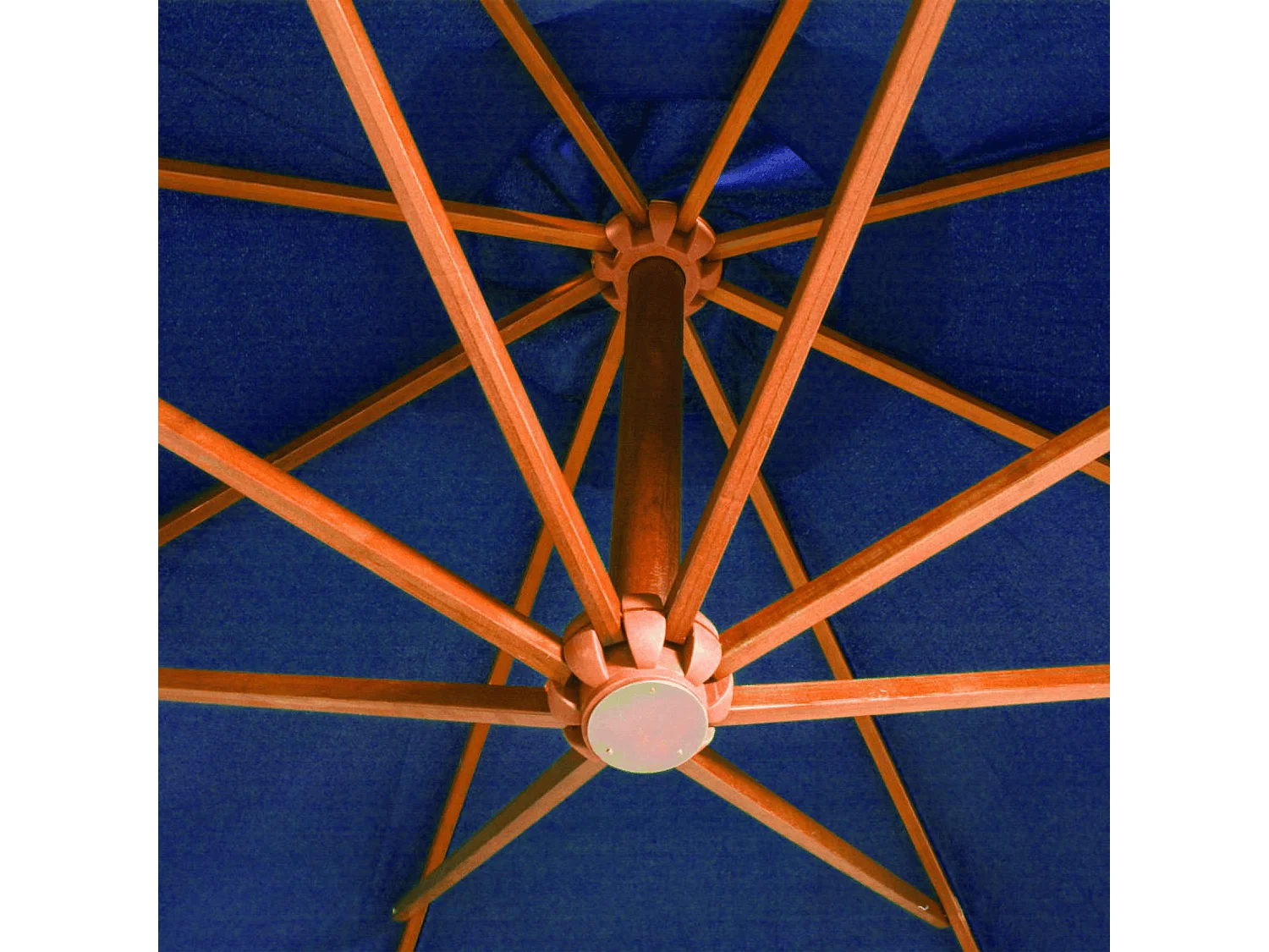 Ampelschirm mit Mast Azurblau 3,5x2,9 m Massivholz Tanne