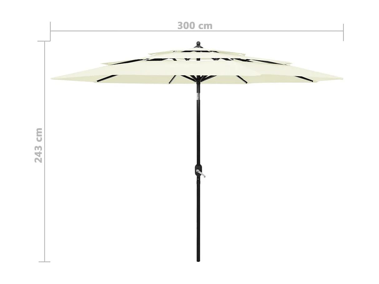 Parasol à 3 niveaux avec mât en aluminium 3 mètres