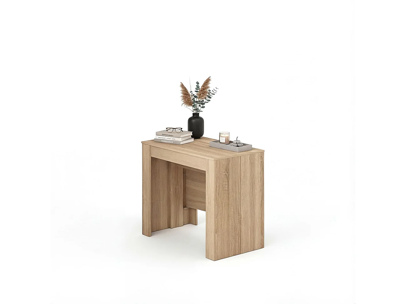 Mesa de consola extensível Denis em carvalho canadiano 50-235 cm