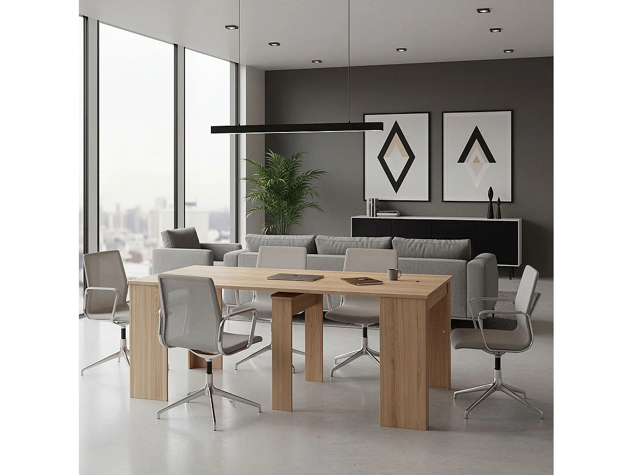 Mesa de consola extensível Denis em carvalho canadiano 50-235 cm