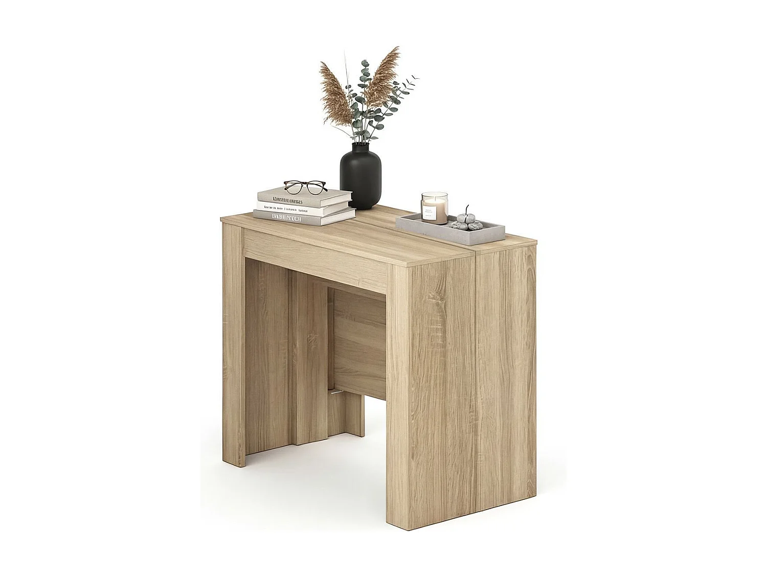 Mesa de consola extensível Denis em carvalho canadiano 50-235 cm Carvalho canadiano