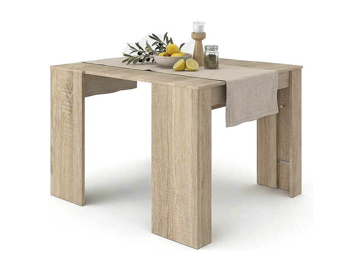 Mesa de consola extensível Denis em carvalho canadiano 50-235 cm Carvalho canadiano