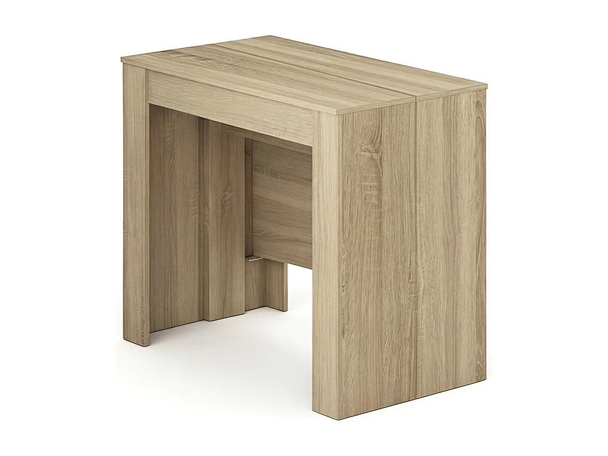 Mesa de consola extensível Denis em carvalho canadiano 50-235 cm Carvalho canadiano