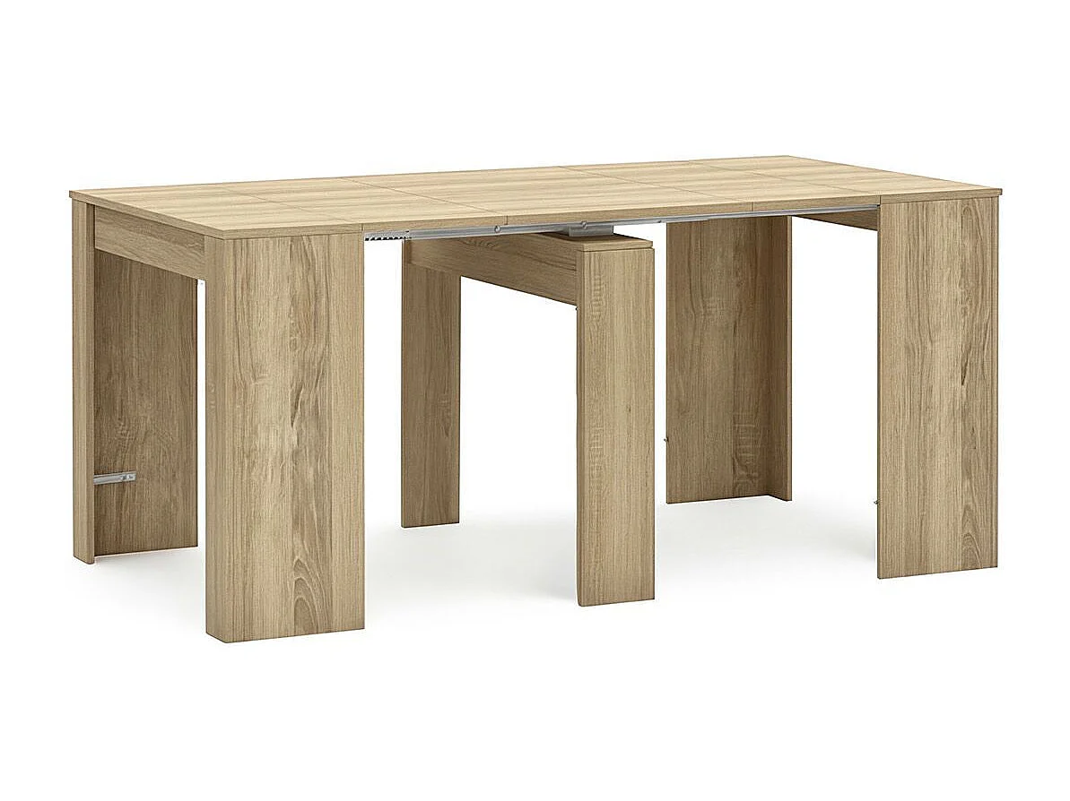 Mesa de consola extensível Denis em carvalho canadiano 50-235 cm Carvalho canadiano