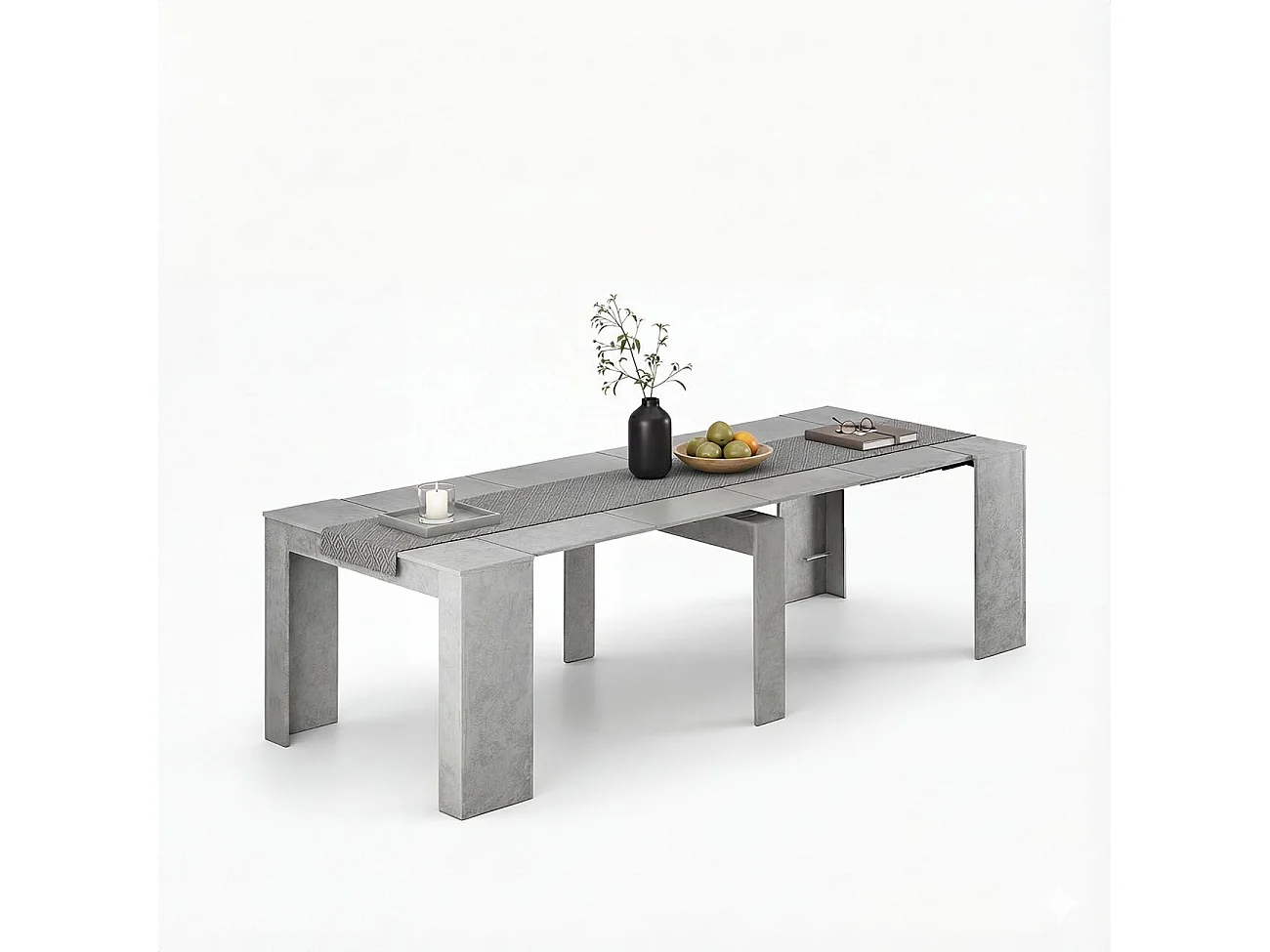 Mesa de consola extensível Denis em betão 50-235 cm