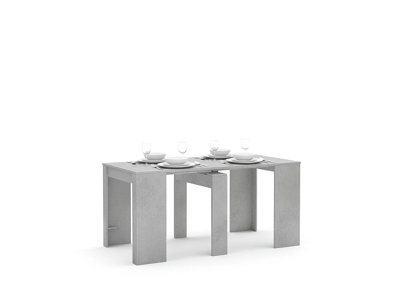 Mesa de consola extensível Denis em betão 50-235 cm