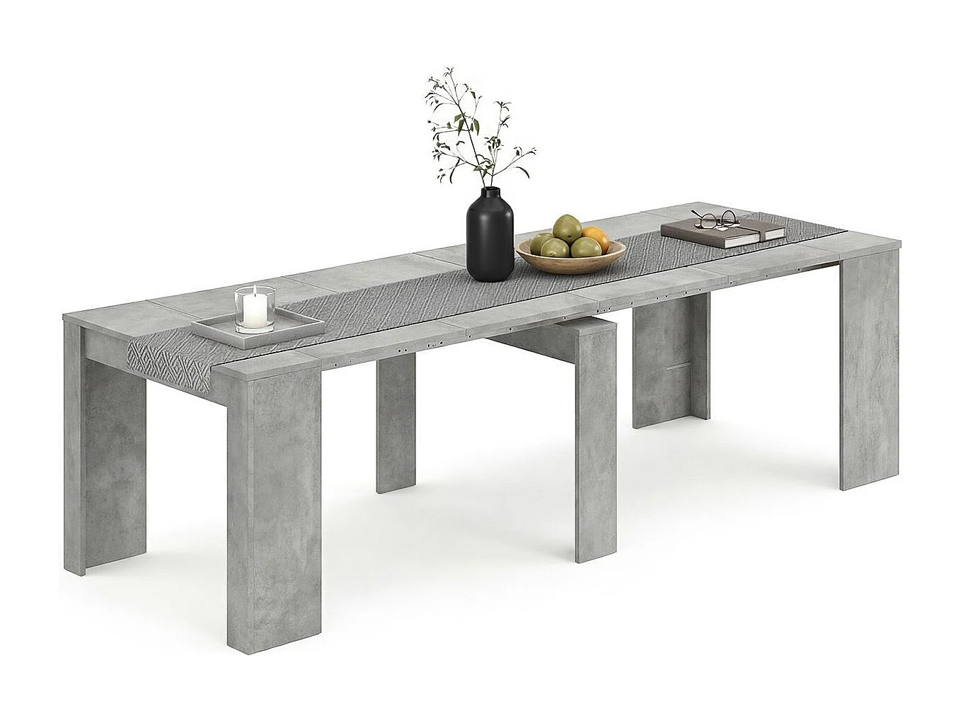 Mesa de consola extensível Denis em betão 50-235 cm Cimento