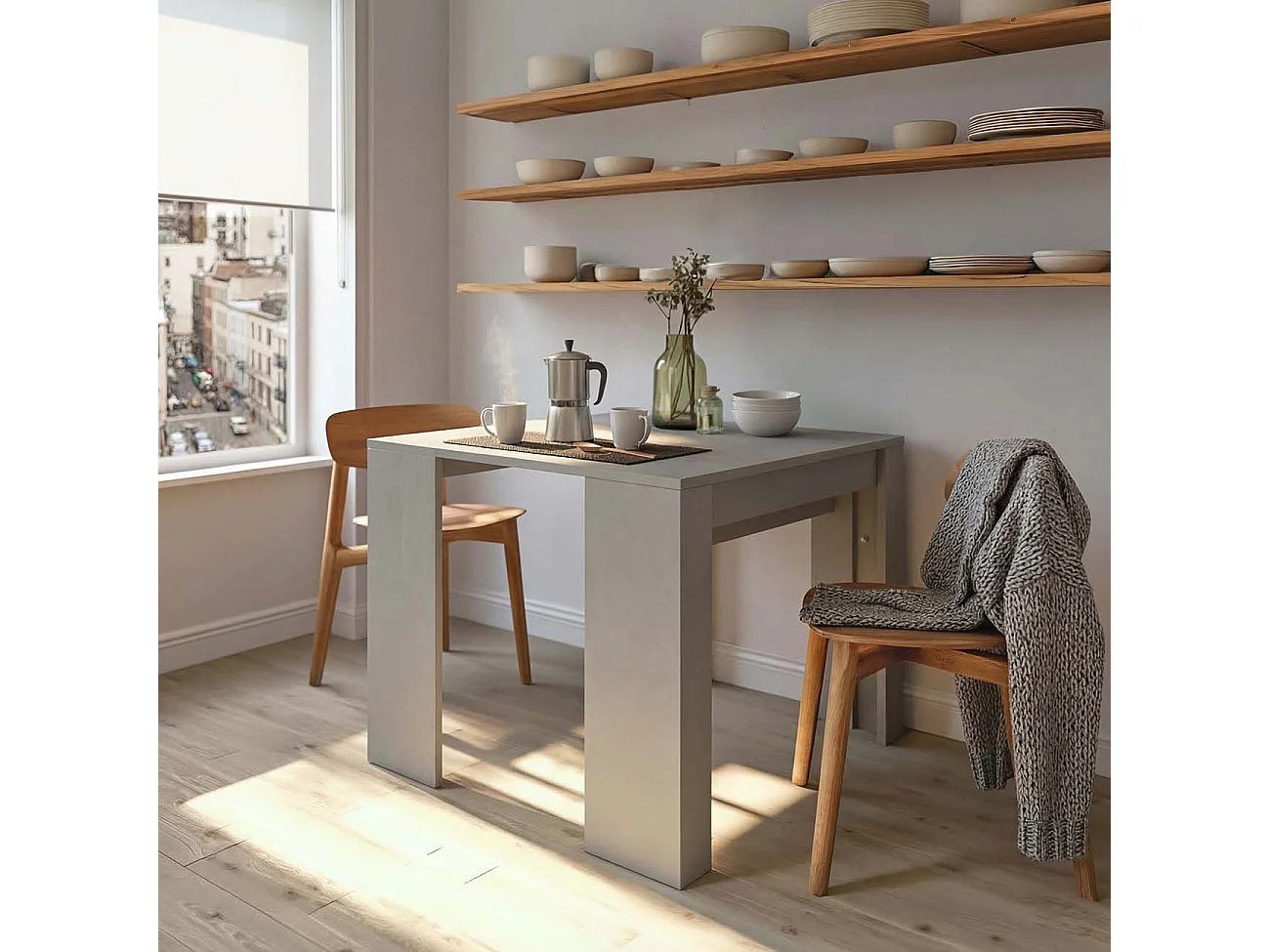 Mesa de consola extensível Denis em betão 50-235 cm Cimento