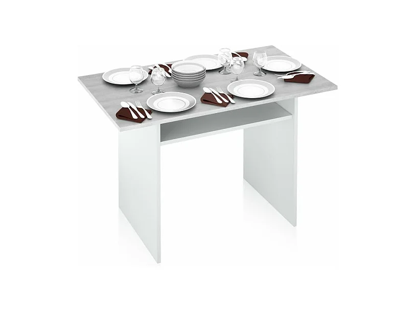 Mesa consola extensible Verti Blanco Artik (Blanco Mate) - Gris Cemento