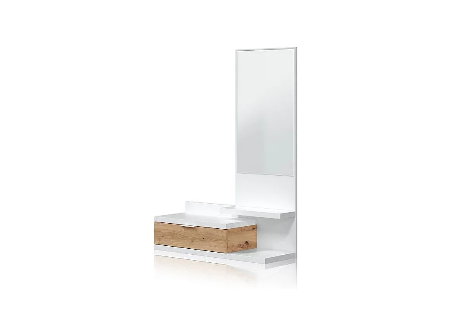 Mueble de recibidor Fiord Blanco Artik (Blanco Mate) - Roble Nodi