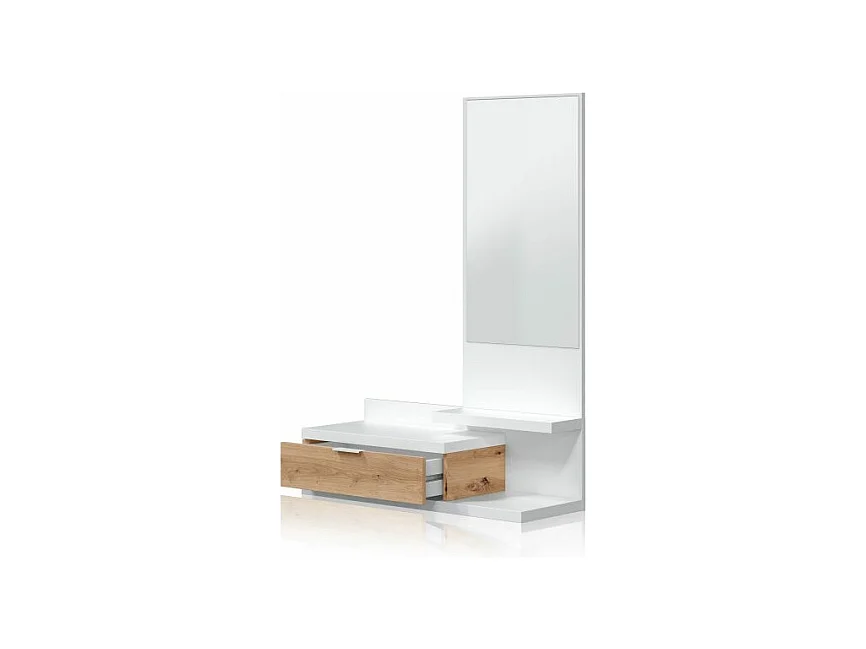 Mueble de recibidor Fiord Blanco Artik (Blanco Mate) - Roble Nodi