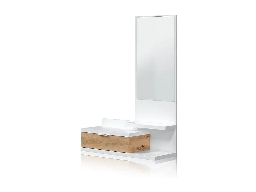 Mueble de recibidor Fiord Blanco Artik (Blanco Mate) - Roble Nodi