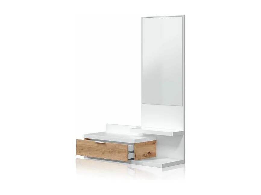 Mueble de recibidor Fiord Blanco Artik (Blanco Mate) - Roble Nodi