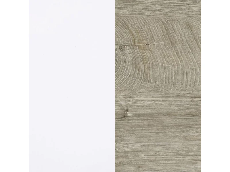 Mueble de recibidor con espejo Derek Blanco Artik (Blanco Mate) – Roble Alaska