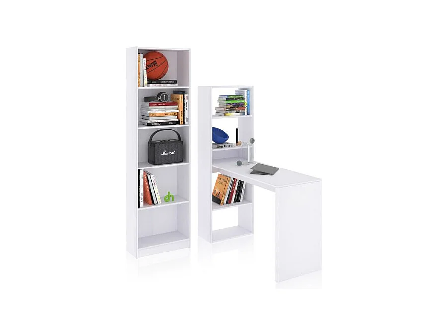 Pack escritorio y estantería Cosmic Plus Blanco Artik (Blanco Mate)