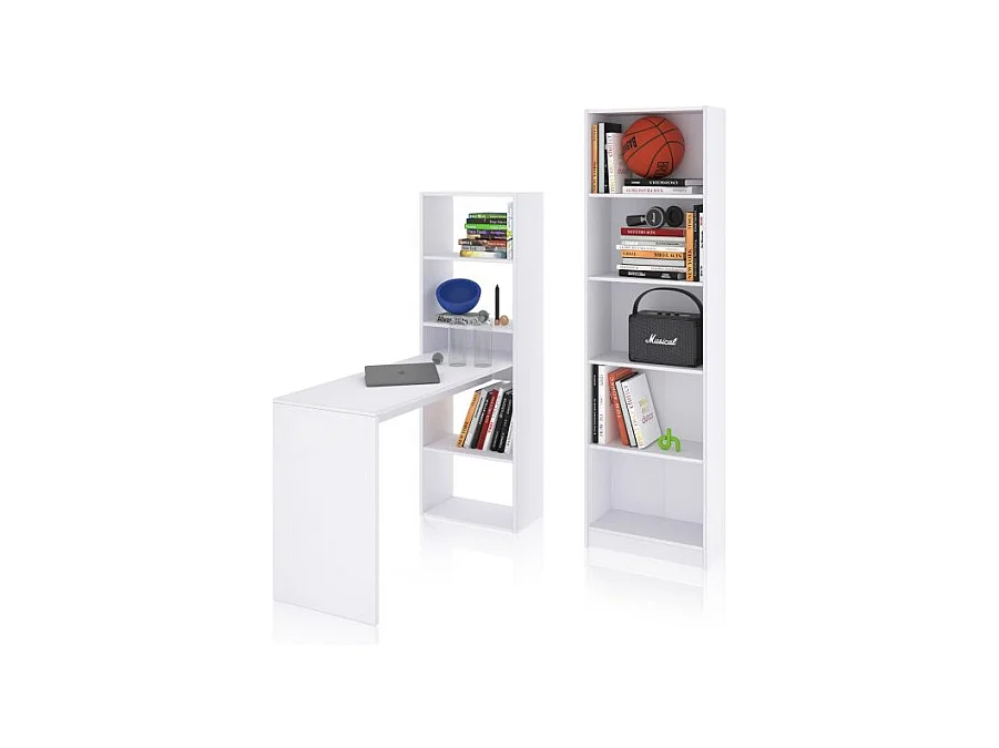 Pack escritorio y estantería Cosmic Plus Blanco Artik (Blanco Mate)