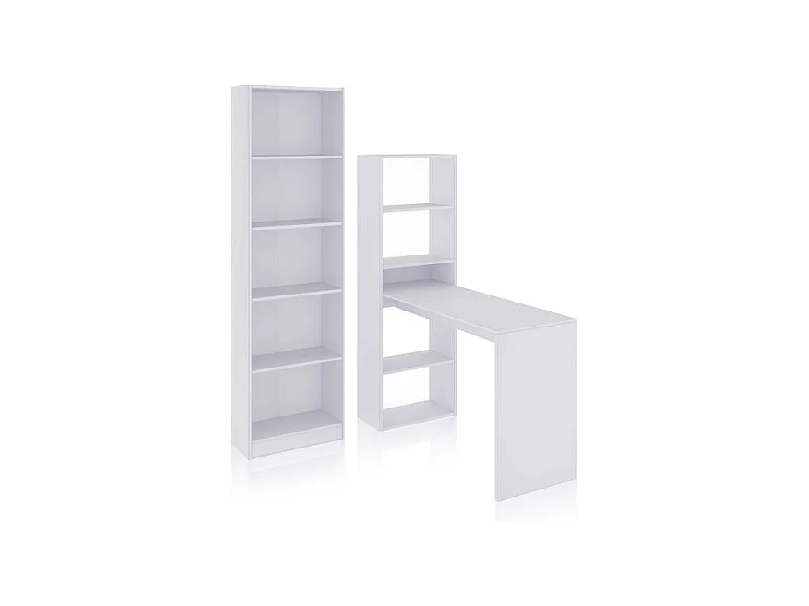 Pack escritorio y estantería Cosmic Plus Blanco Artik (Blanco Mate)