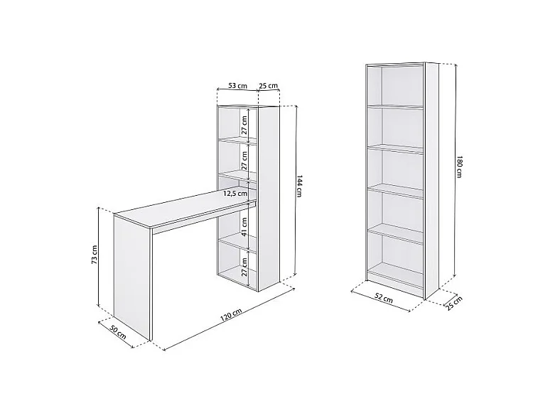 Pack escritorio y estantería Cosmic Plus Blanco Artik (Blanco Mate)