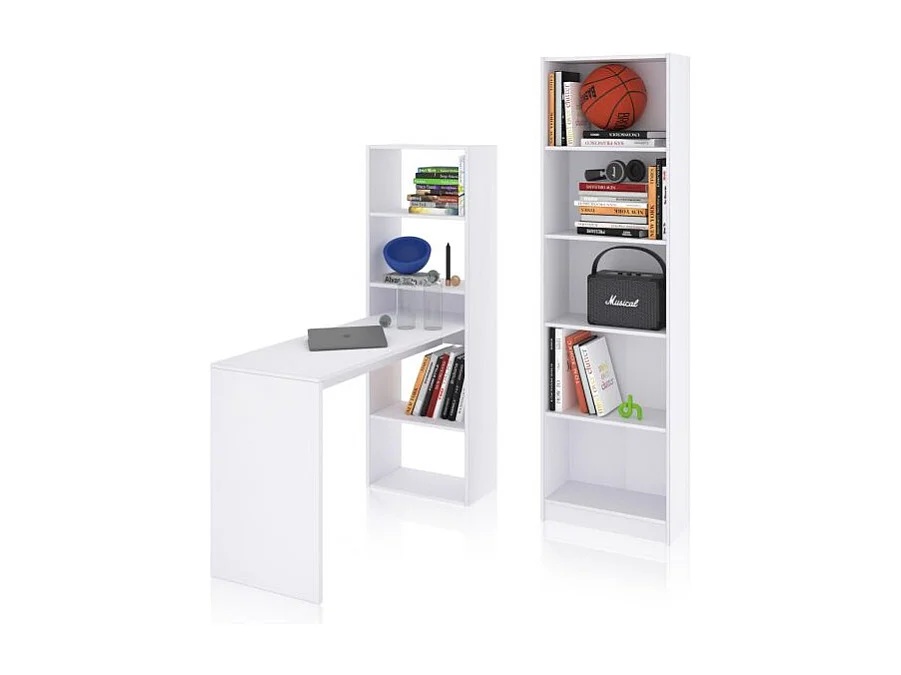 Pack escritorio y estantería Cosmic Plus Blanco Artik (Blanco Mate)