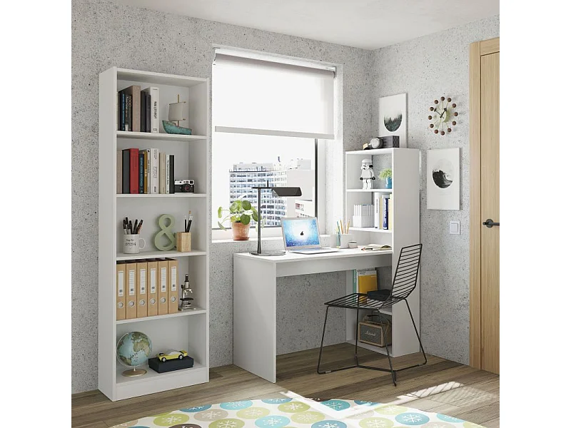 Pack escritorio y estantería Cosmic Plus Blanco Artik (Blanco Mate)