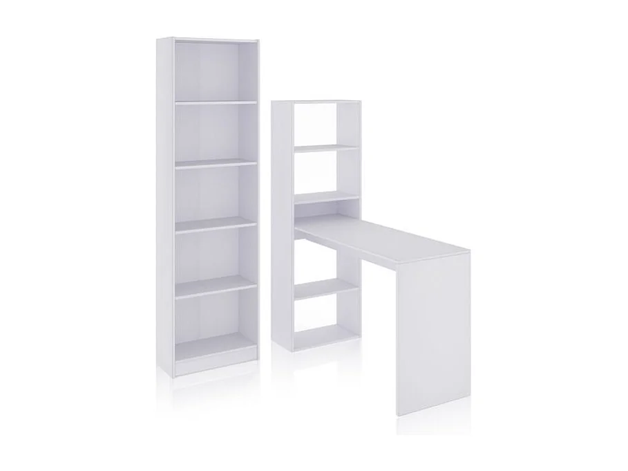 Pack escritorio y estantería Cosmic Plus Blanco Artik (Blanco Mate)