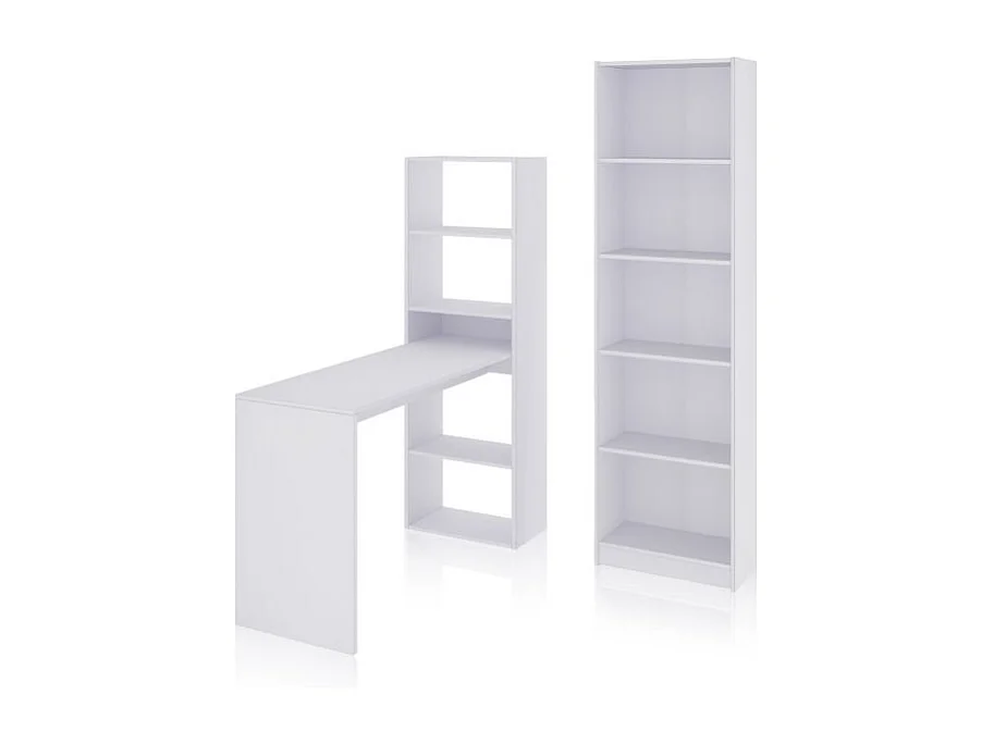 Pack escritorio y estantería Cosmic Plus Blanco Artik (Blanco Mate)